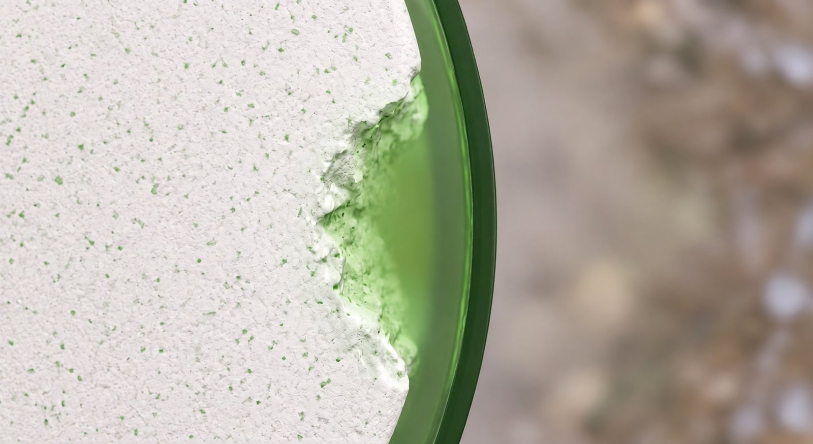 Water droplets passing through the coating into the tablet core